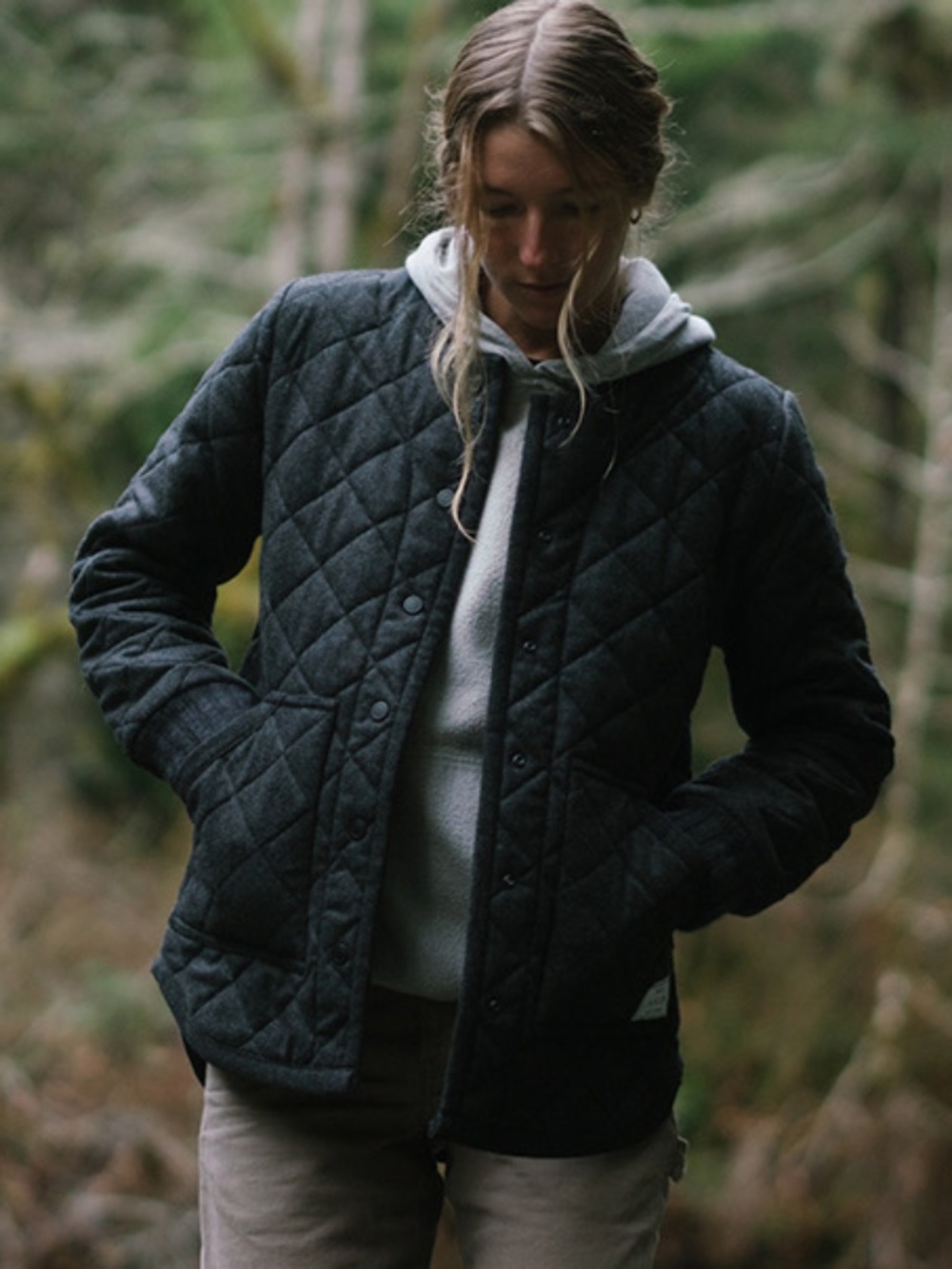 Amazing ANIAN women’s quilted wool jacket, grey, medium